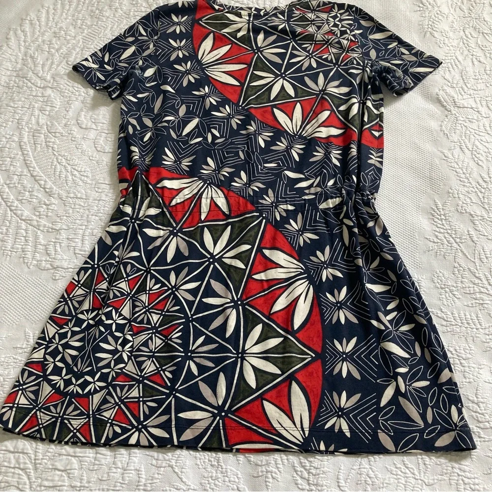 Tory Burch Navy, Red & White Geometric Floral Mini Dress 0022 - Picture 5 of 8